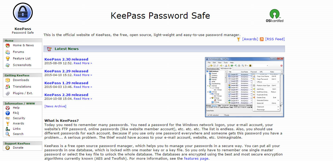 KeePass - criar e guardar passwords